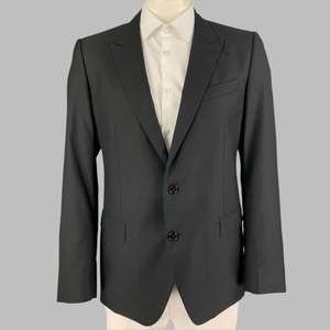 DOLCE & GABBANA Black Wool Blend Peak Lapel Sport Coat